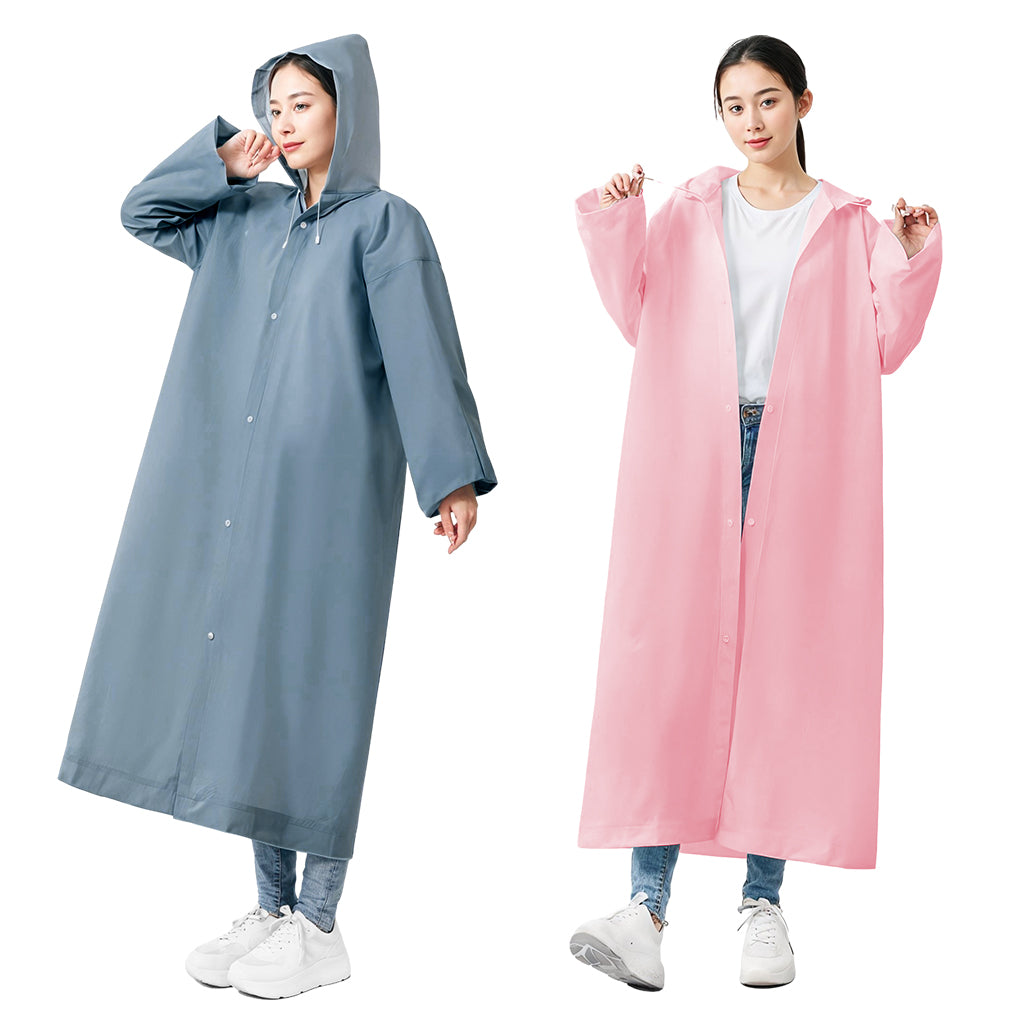 PALAY Waterproof Rain Ponchos for Adults (2Pack) Reusable EVA Lightweight Long Raincoat with Hood Button-Up Unisex Rainwear for Motorcycle Commute, Monsoon Travel & Festivals (Length 136cm) PALAY Waterproof Rain Ponchos for Adults (2Pack) Reusable EVA Lightweight Long Raincoat with Hood Button-Up Unisex Rainwear for Motorcycle Commute, Monsoon Travel & Festivals (Length 136cm)